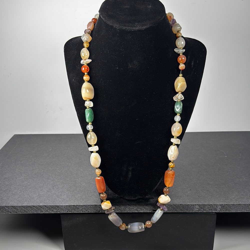 Genuine Stone Multicolor Beaded Necklace
